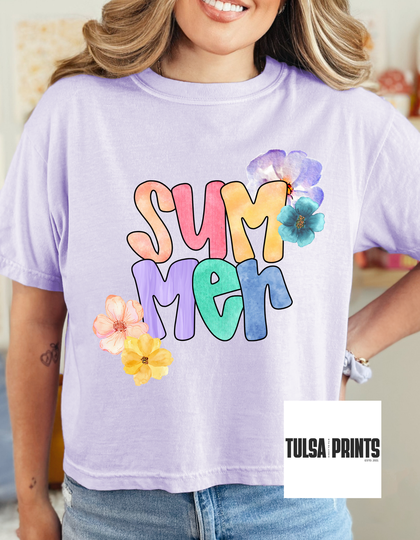 DTF SUMMER FLOWER WATER COLOR TRANSFER