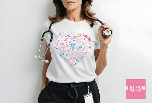 DTF NURSE ESSENTIALS HEART-SHAPED TRANSFER