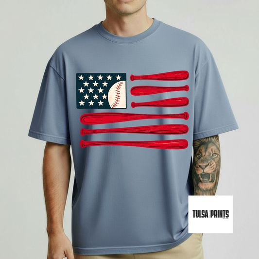 DTF BASEBALL USA FLAG TRANSFER