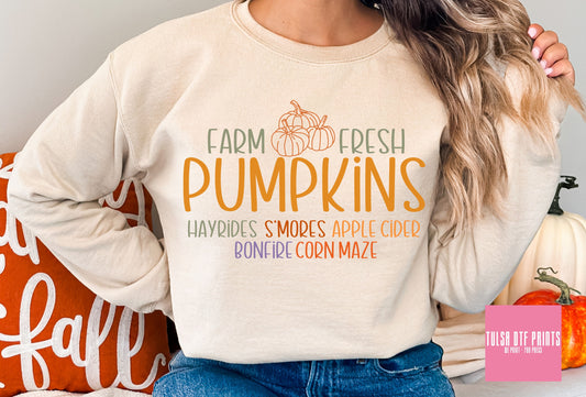 DTF FARM FRESH PUMPKINS & FALL STUFF RETRO TRANSFER
