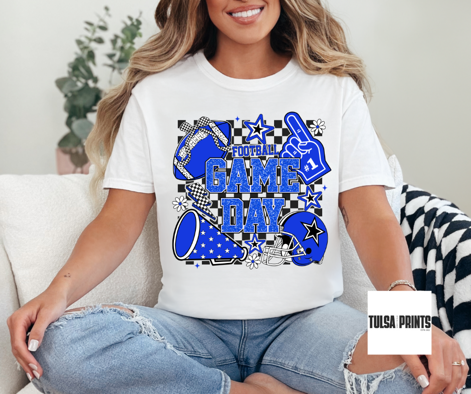 DTF FOOTBALL GAME DAY RETRO CHECKERED TRANSFER