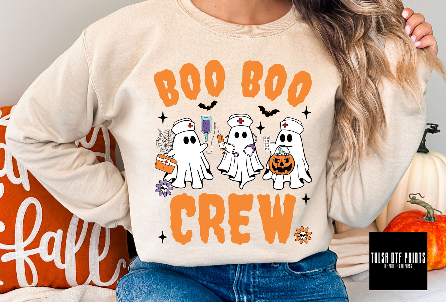 DTF BOO BOO CREW HALLOWEEN (2 COLORS AVAIL.) TRANSFER