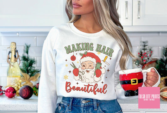 DTF MAKING HAIR BEAUTIFUL HAIR STYLIST CHRISTMAS TRANSFER