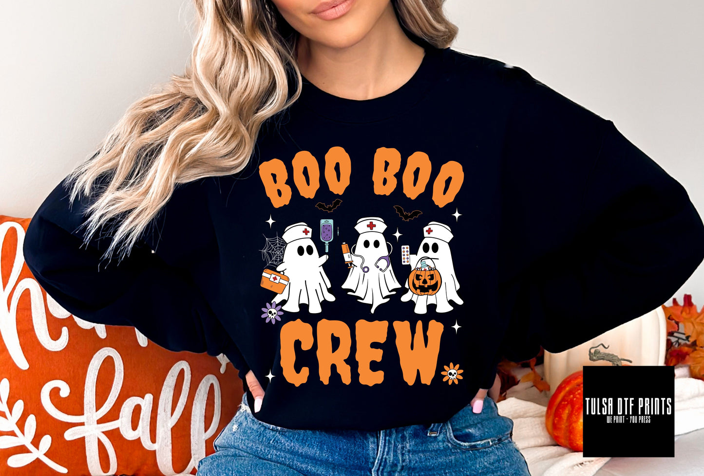 DTF BOO BOO CREW HALLOWEEN (2 COLORS AVAIL.) TRANSFER