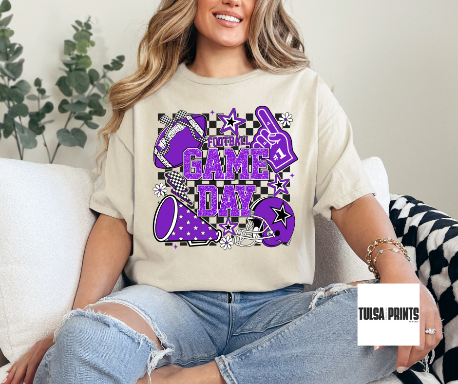 DTF FOOTBALL GAME DAY RETRO CHECKERED TRANSFER