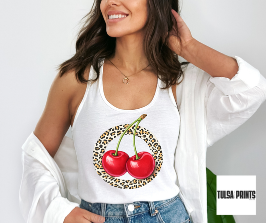 DTF GLOSSY CHERRIES IN LEOPARD TRANSFER
