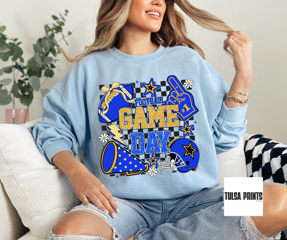 DTF FOOTBALL GAME DAY RETRO CHECKERED TRANSFER