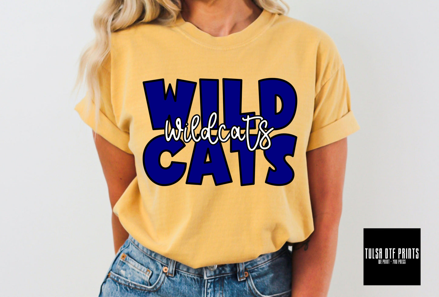 DTF WILDCATS BUBBLE OUTLINE (2 COLORS) TRANSFER