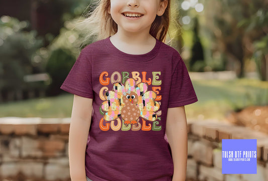DTF GOBBLE STACKED TURKEY BRUSH STROKES TRANSFER