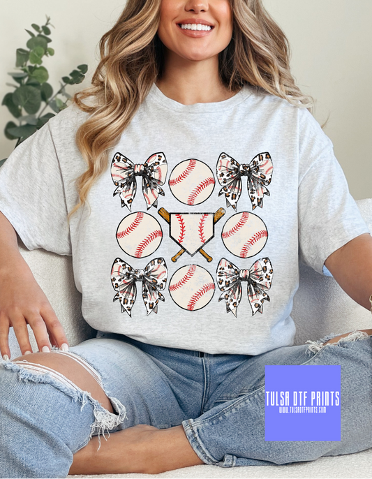 DTF BASEBALL LEO BOW COLLAGE TRANSFER