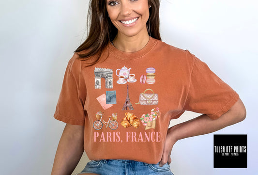 DTF PARIS FRANCE COLLAGE TRANSFER