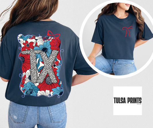 DTF TX PATRIOTIC FRAME W/POCKET TRANSFER