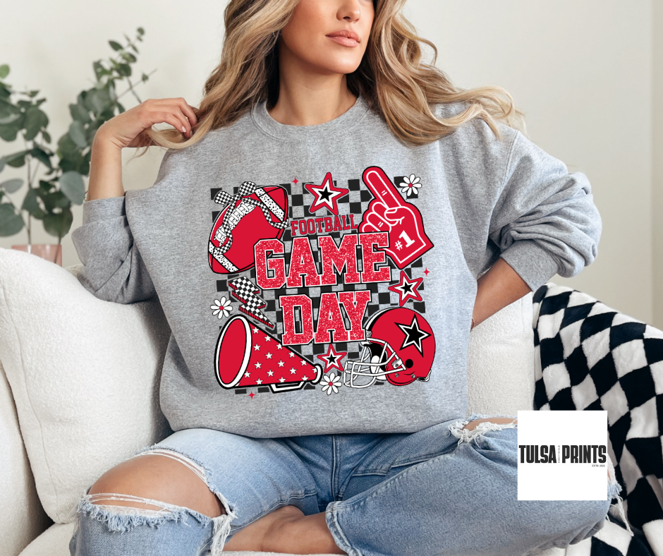 DTF FOOTBALL GAME DAY RETRO CHECKERED TRANSFER