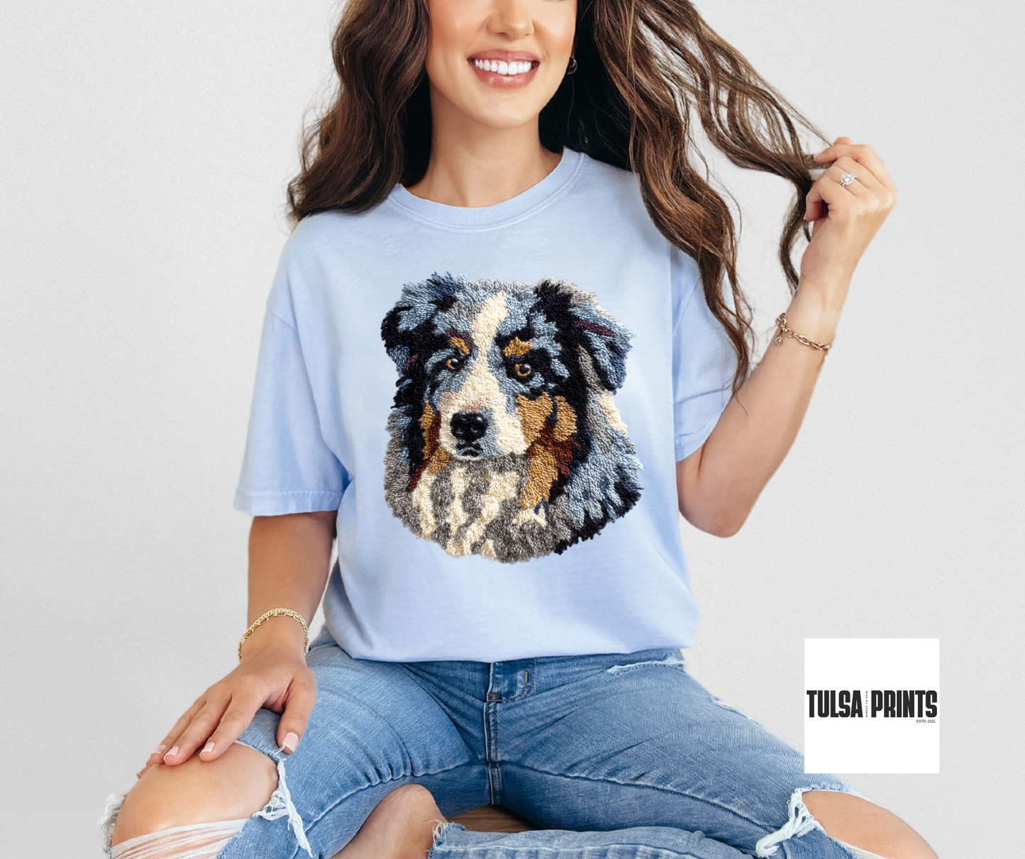DTF LATCH HOOK YARN DOGS TRANSFER