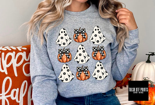 DTF FLOWER GHOST & COQUETTE PUMPKIN COLLAGE TRANSFER