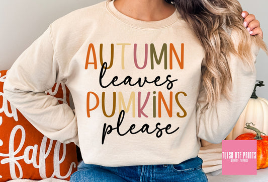 DTF AUTUMN LEAVES PUMPKINS PLEASE TRANSFER