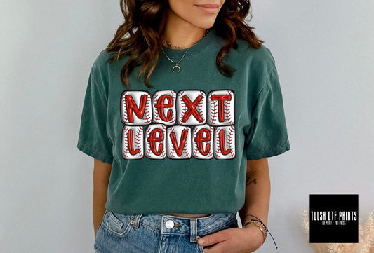 DTF NEXT LEVEL BASEBALL 3D INFLATED LETTERS TRANSFER