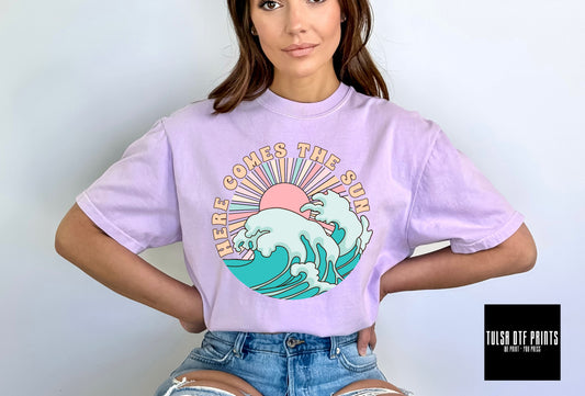 DTF HERE COMES THE SUN RETRO DESIGN TRANSFER