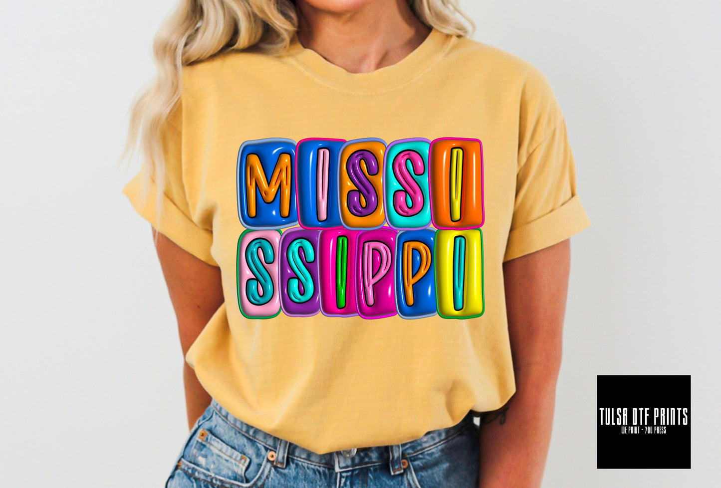 DTF MISSISSIPPI 3D INFLATED LETTERS TRANSFER
