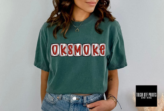 DTF OKSMOKE BASEBALL 3D INFLATED LETTERS TRANSFER