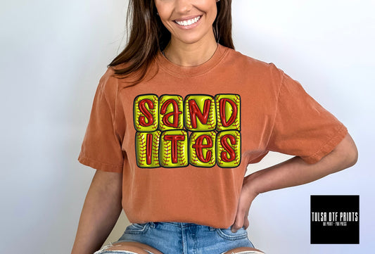 DTF SANDITES 3D SOFTBALL INFLATED LETTERS TRANSFER