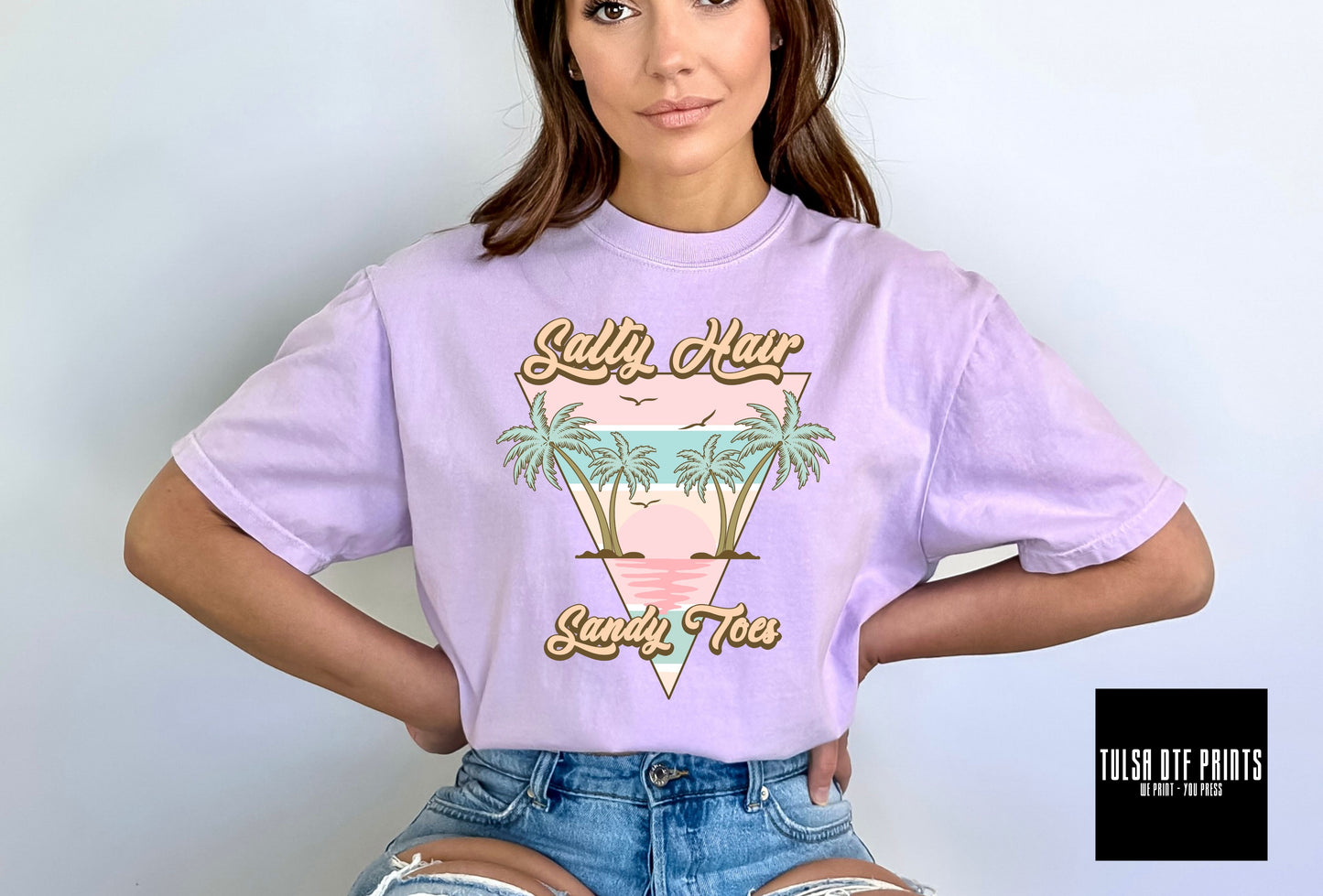 DTF SALTY HAIR, SANDY TOES RETRO DESIGN TRANSFER