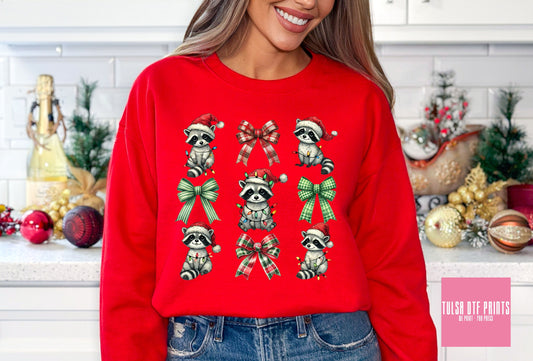 DTF COQUETTE CHRISTMAS RACOONS COLLAGE TRANSFER