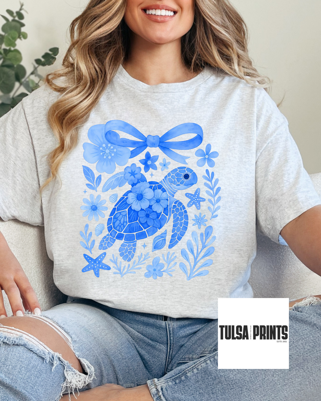 DTF BLUE SUMMER SEA TURTLE TRANSFER