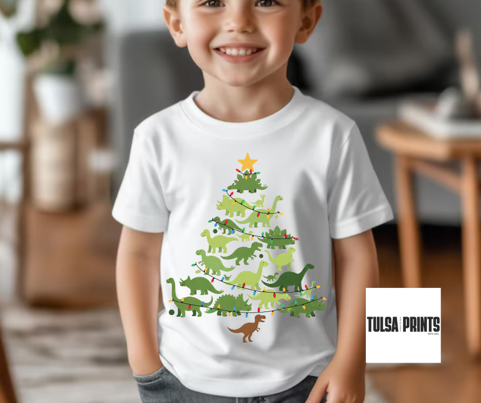 DTF DINOSAUR CHRISTMAS TREE TRANSFER