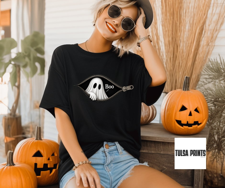 DTF BOO ZIPPER TRANSFER