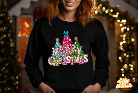 DTF MERRY CHRISTMAS MARQUEE RETRO TRANSFER