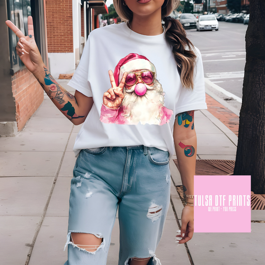 PEACE + BUBBLE RETRO PINK SANTA TRANSFER