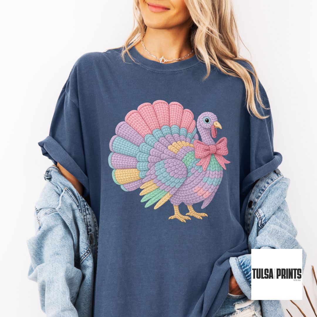 DTF COQUETTE TURKEY FAUX CROCHET TRANSFER (3 COLOR OPTIONS AVAIL.)