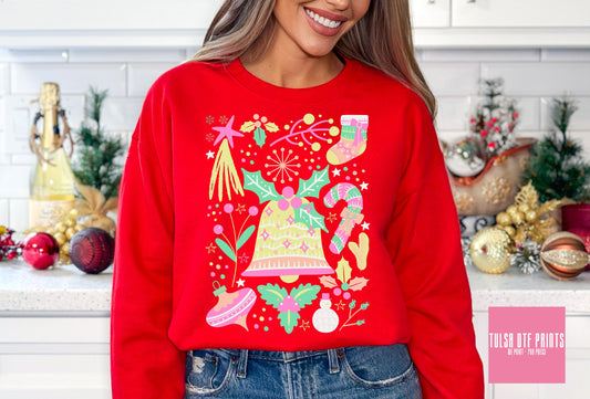 DTF CHRISTMAS MULTICOLOR PATTERN TRANSFER