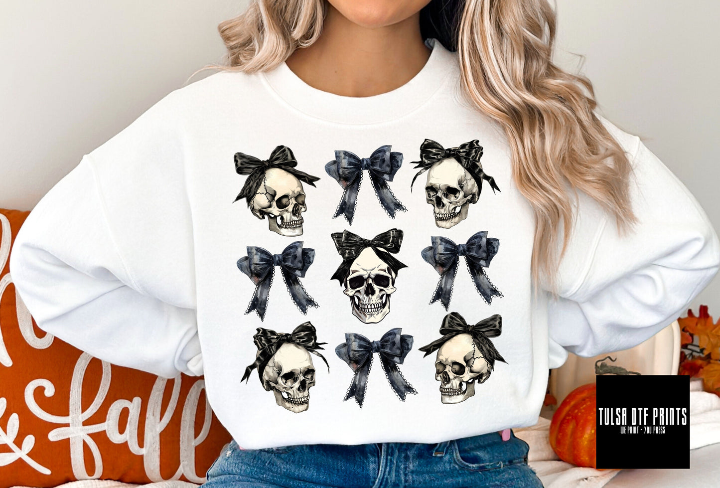 DTF COQUETTE SKULL & BOWS COLLAGE TRANSFER