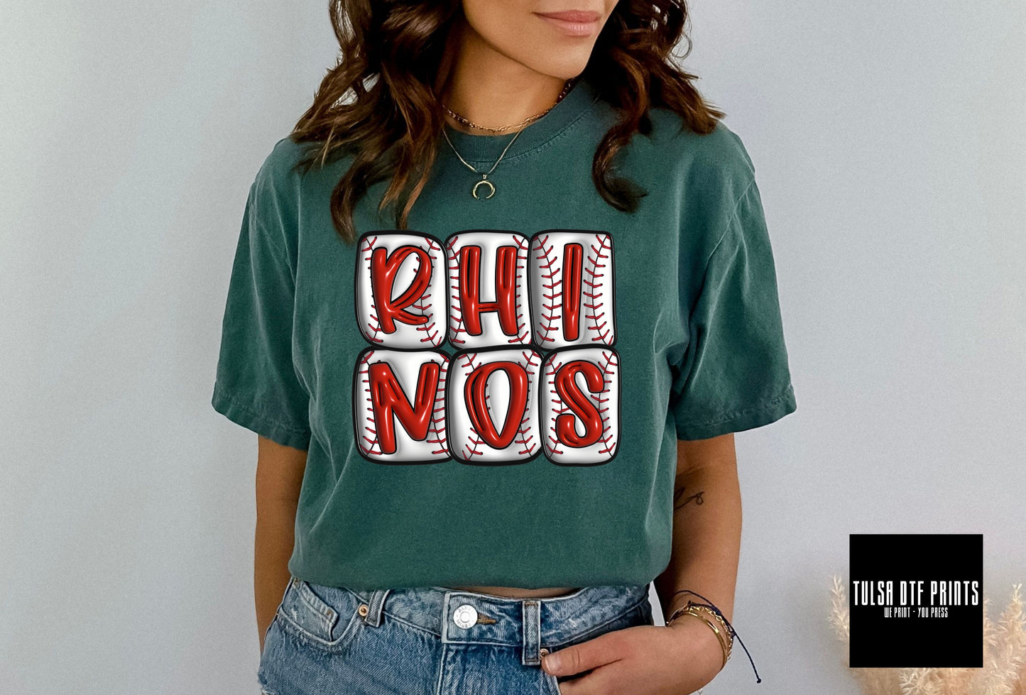 DTF RHINOS BASEBALL 3D INFLATED LETTERS TRANSFER