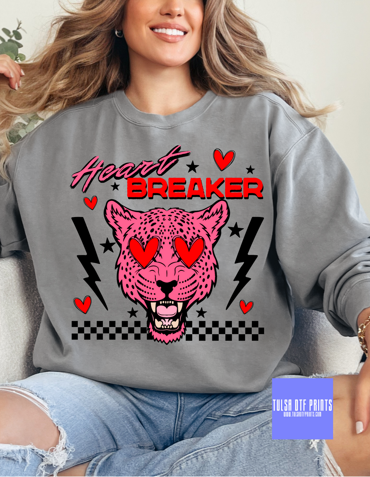 DTF HEART BREAKER TIGER TRANSFER