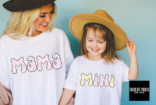 DTF MAMA GROOVY GINGHAM LETTERS TRANSFER