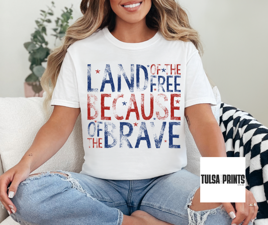DTF DISTRESSED LAND OF THE FREE TRANSFER
