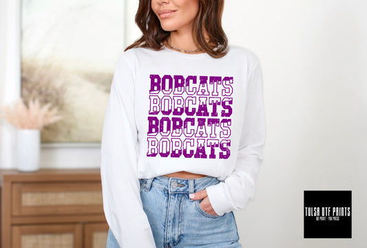 DTF BOBCATS PURPLE SOLID/OUTLINE GAME DAY TRANSFER