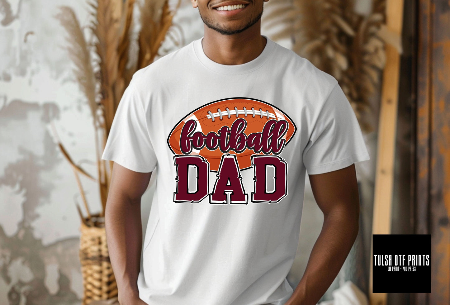 DTF FOOTBALL DAD MAROON TRANSFER