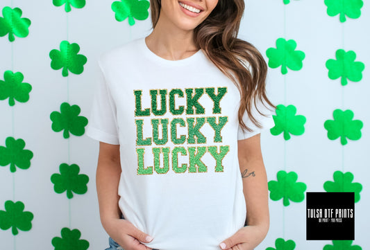 DTF LUCKY STACKED FAUX CHENILLE TRANSFER