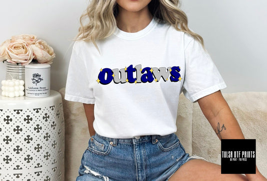 DTF OUTLAWS NAVY/GRAY RETRO SPARKLE TRANSFER