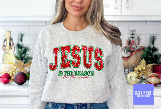 DTF JESUS IS THE REASON FAUX SEQUIN TRANSFER