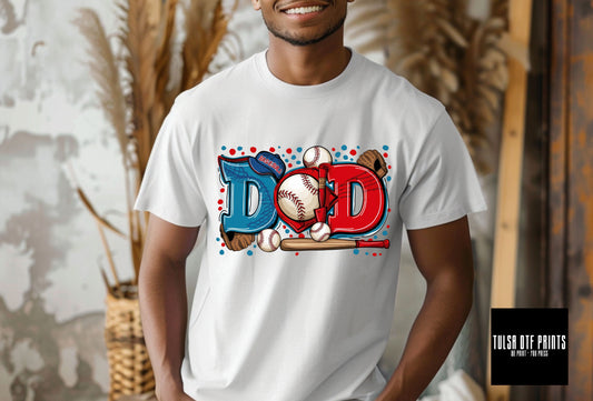 DTF BASEBALL DAD BLUE/RED TRANSFER