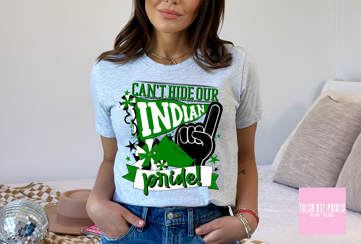 DTF INDIAN PRIDE GREEN/BLK GAME DAY TRANSFER