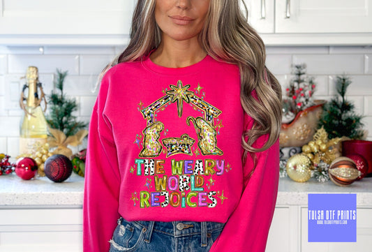 DTF THE WEARY WORLD NATIVITY GOLD FOIL TRANSFER