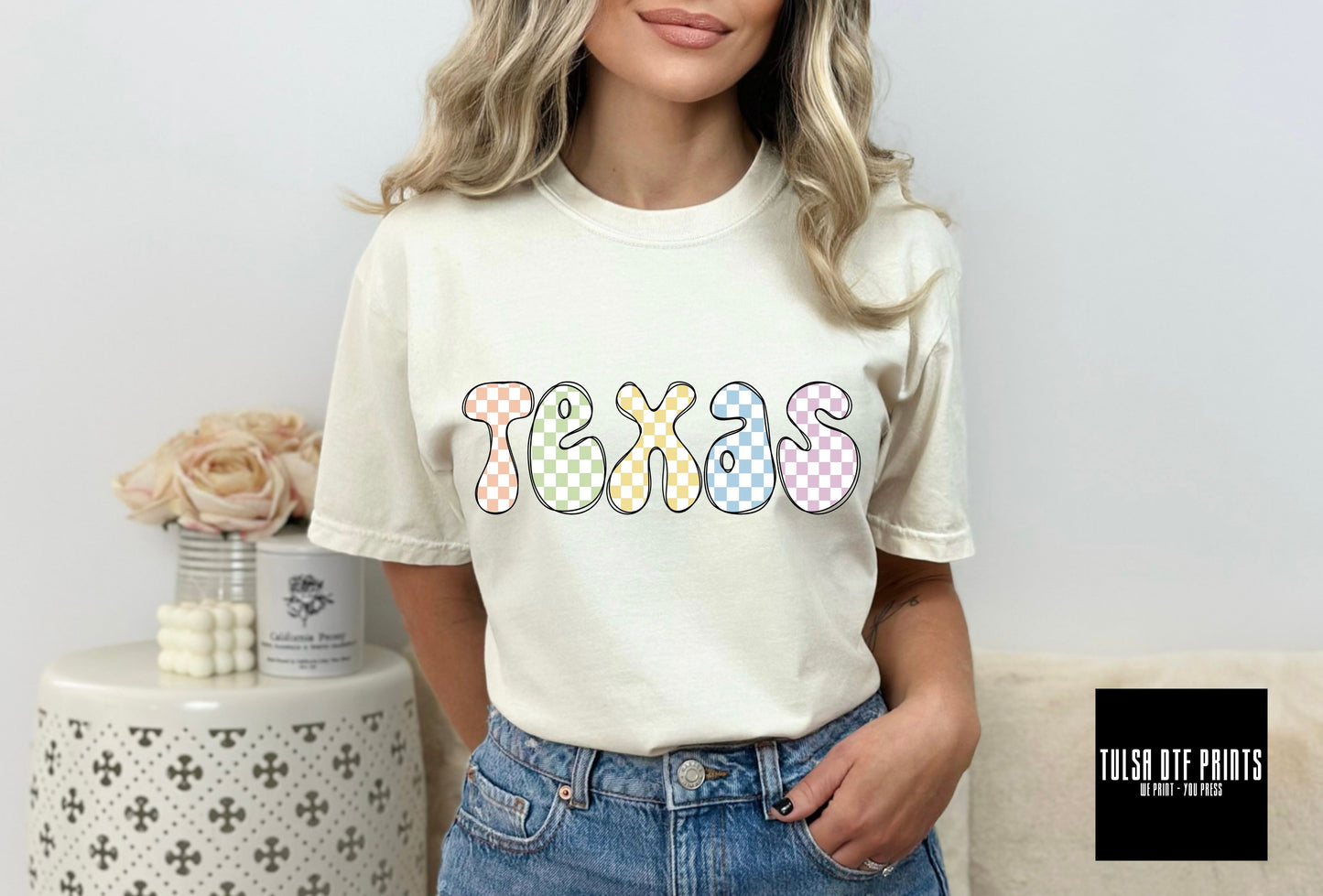 DTF TEXAS GROOVY GINGHAM LETTERS TRANSFER