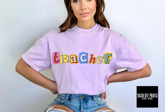 DTF TEACHER CUTOUT LETTERS TRANSFER