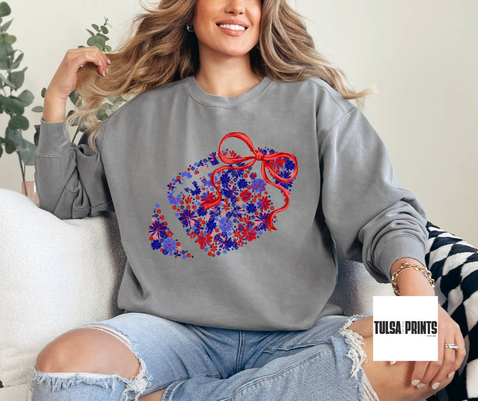 DTF FOOTBALL FLORAL BOW TRANSFER